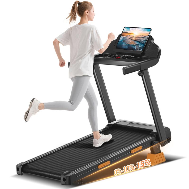 Folding Treadmills with 300 Lbs Weight Capacity, 3.0HP Quiet Treadmill, LED Screen Display Summervibes