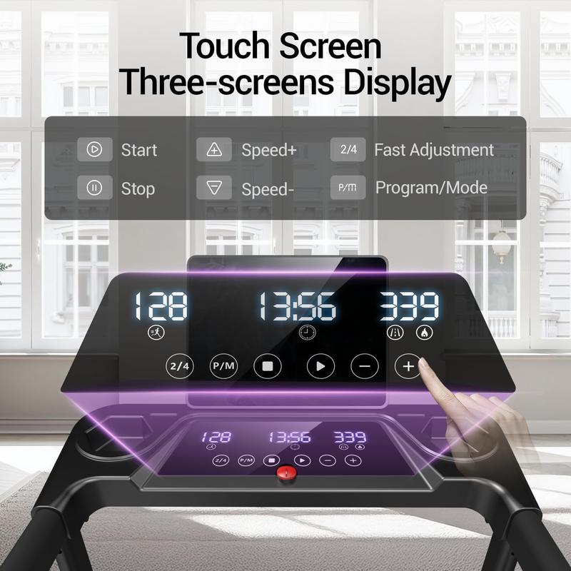 Folding Treadmills with 300 Lbs Weight Capacity, 3.0HP Quiet Treadmill, LED Screen Display Summervibes