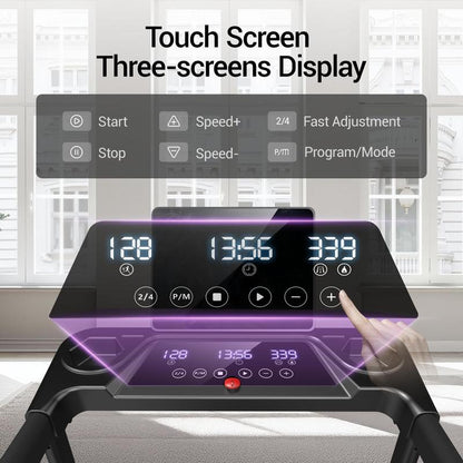 Folding Treadmills with 300 Lbs Weight Capacity, 3.0HP Quiet Treadmill, LED Screen Display Summervibes