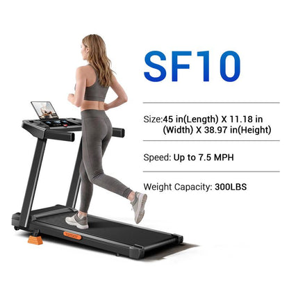 Folding Treadmills with 300 Lbs Weight Capacity, 3.0HP Quiet Treadmill, LED Screen Display Summervibes