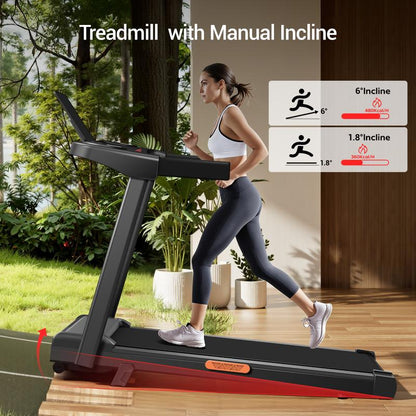 Folding Treadmills with 300 Lbs Weight Capacity, 3.0HP Quiet Treadmill, LED Screen Display Summervibes