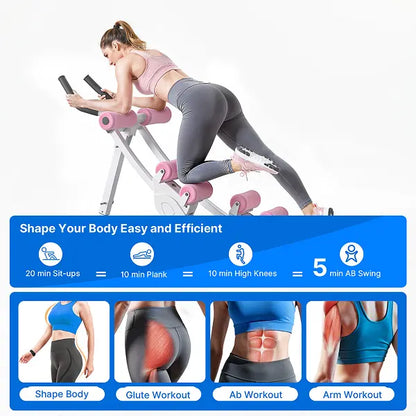 440lbs Capacity Dual Track Core Workout Station - Foldable Ergonomic Design with LCD Monitor for Full Body Toning