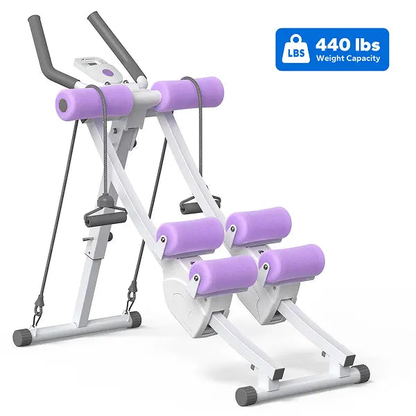 440lbs Capacity Dual Track Core Workout Station - Foldable Ergonomic Design with LCD Monitor for Full Body Toning