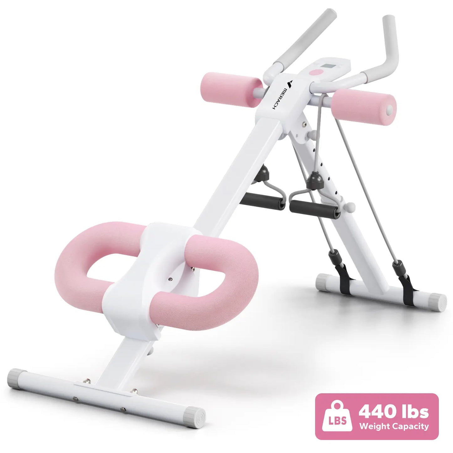 440lbs Capacity Dual Track Core Workout Station - Foldable Ergonomic Design with LCD Monitor for Full Body Toning