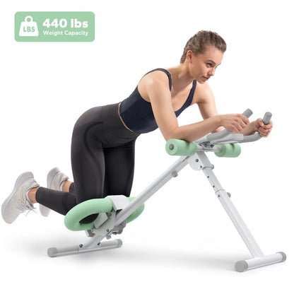 440lbs Capacity Dual Track Core Workout Station - Foldable Ergonomic Design with LCD Monitor for Full Body Toning