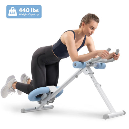 440lbs Capacity Dual Track Core Workout Station - Foldable Ergonomic Design with LCD Monitor for Full Body Toning