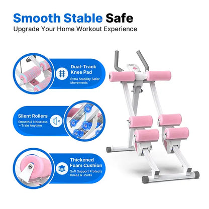 440lbs Capacity Dual Track Core Workout Station - Foldable Ergonomic Design with LCD Monitor for Full Body Toning