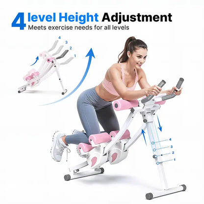 440lbs Capacity Dual Track Core Workout Station - Foldable Ergonomic Design with LCD Monitor for Full Body Toning