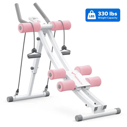 440lbs Capacity Dual Track Core Workout Station - Foldable Ergonomic Design with LCD Monitor for Full Body Toning