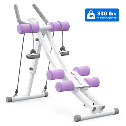 440lbs Capacity Dual Track Core Workout Station - Foldable Ergonomic Design with LCD Monitor for Full Body Toning