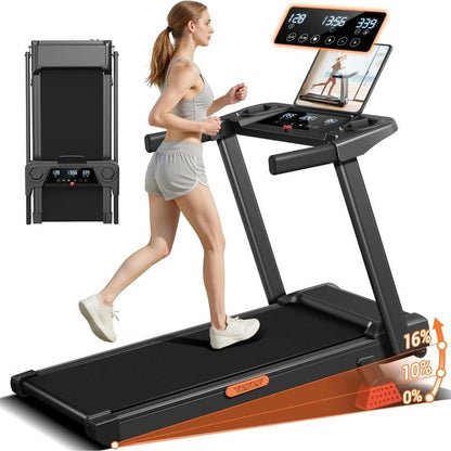 Folding Treadmills with 300 Lbs Weight Capacity, 3.0HP Quiet Treadmill, LED Screen Display Summervibes