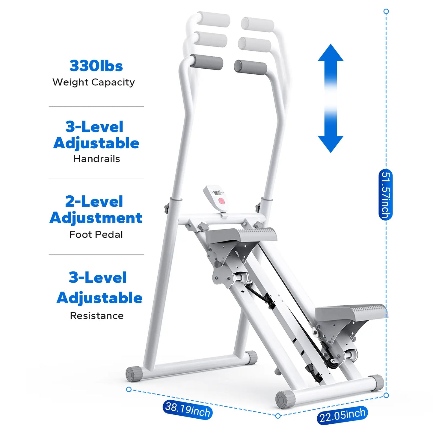 Full-Body Workout Equipment: 330LBS Capacity, Compact Design & Adjustable Pedals